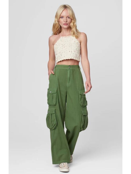 Blank NYC Pants - Blank NYC Cargo FRANKLIN Utility High Waist Wide Leg Pant Army Green L NWT $98